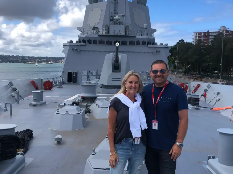 Joe and Kerryn Martorana on board the HMAS Sydney